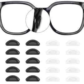 20 Pairs Eyeglass Nose Pads Stick On Silicone Anti-Slip for Glasses Sunglasses Thin Nose Pads Eyeglasses, Adhesive Nose Pad for Eyeglass, Anti Slip Eyeglass Nose Pads (10Clear+10Black)
