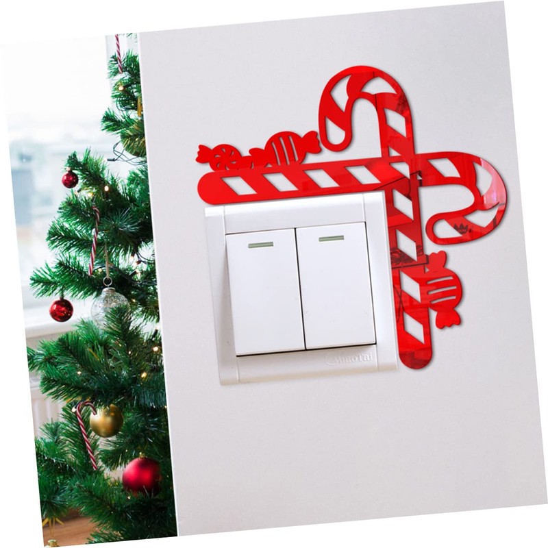 OSALADI 3D Cane Candy Stickers Christmas Window Decals Merry Christmas