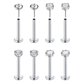 Incaton 18G 20G Threadless Push in Nose Rings for Women Nose Studs Stainless Steel Nose Bone Ring Piercings Nostril Piercing Heart CZ