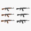Set of Kalashnikov Assault Rifle Window Bumper Sticker Decal 5"