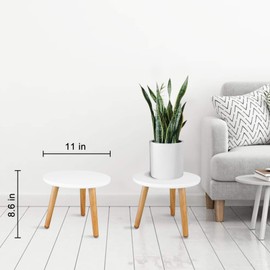 Uneedem Uneedem Indoor Plant Stand Wood Mid Century Modern Small Round Side Plant Table for Indoor Plants, 8.9" Tall Plant Holder for Flower Pots End Table