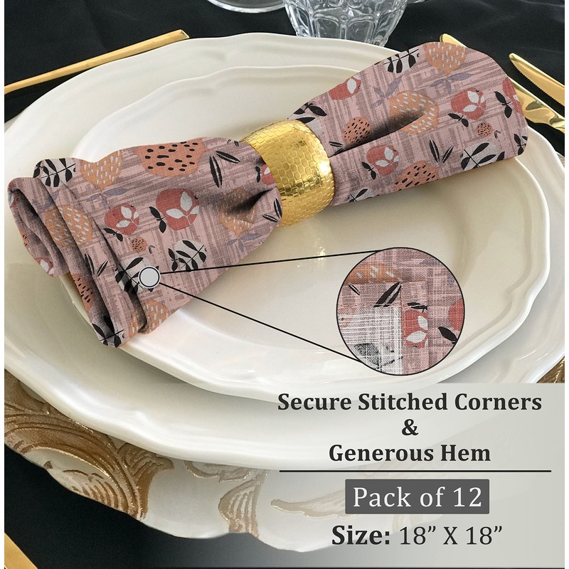 Ruvanti Cloth Napkins Set of 12 Cotton 100%, 18x18 Inches