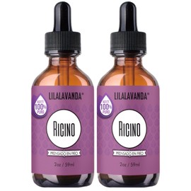 LilaLavanda – Aceite de Ricino 100% Puro, Prensado en Frío – Cuidado y Fortalecimiento de Pestañas y Cejas – Castor Oil para Cabello, Uñas y Barba – 2 x 59ml
