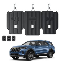 JOULARISE Kick Mats for 2020-2024 2025 Ford Explorer 7 Seats Bench Seat SUV Car Mat Accessories, All Weather TPE Backrest Protector for Active ST Line Platinum (2020-2025 | for Explorer 7 Seats)