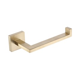 Qflushor Toilet Paper Holder Brushed Brass, Wall Mount Toilet Roll Holder for Bathroom SUS304 Stainless Steel, Modern Square Tissue Roll Holders