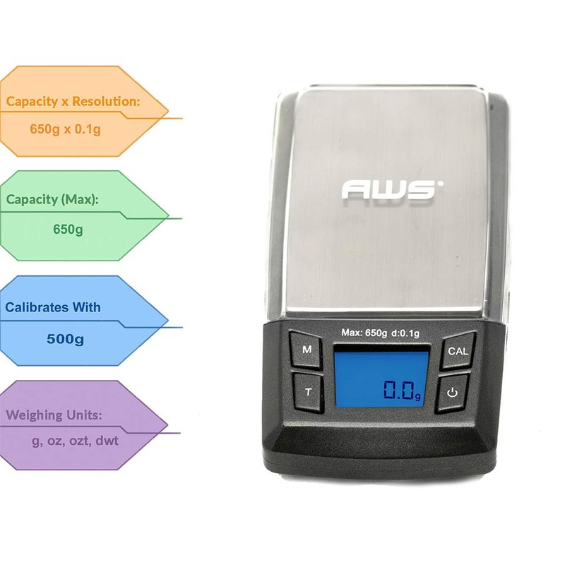 American Weigh Scales AERO-650 Pocket Size Digital Scale with Expansion