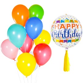 BBeipulas 4D Round Shaped Mylar Balloons 12inch Yellow Colorful Face Latex Balloons Colorful Bulk Assorted Red,Yellow,Gree,Orange,White Balloons for Baby Shower Birthday Party Decorations