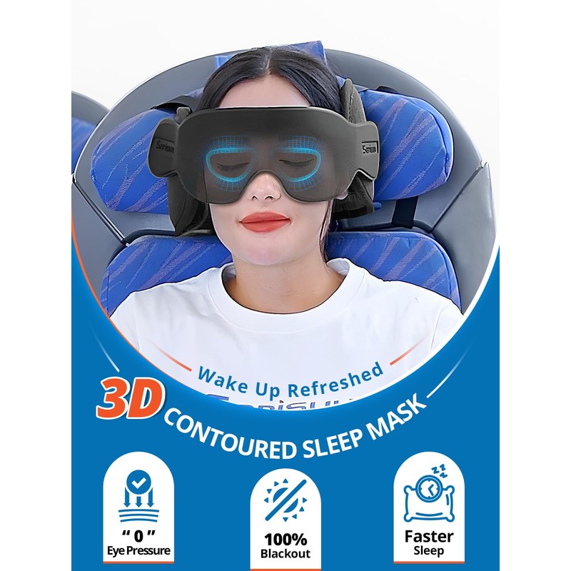 SARISUN Travel Pillow Combo with Chin Strap, Airplane Pillows with