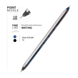 AZOR Pin Point Double Ended Black and Red Fine Pens 1.0mm- 12 Pack - Fine Tip Pens, Dual Color, Twin Ballpoint Pens – Nurses, Home, School, Office, Business (Black, Red)