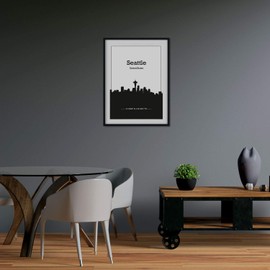 Nacnic Map of Seattle USA USA City Skyline Canada Mexico Black Shadow Print A4 Size Framed Poster