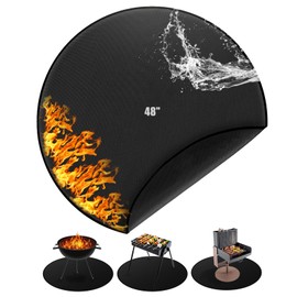 Heat Resistant Mat,Fire Pit Mat for Decking Heatproof Mat Fire Matt 120cm/48″ Round Fireproof Mat Heatproof Thicken Protective for Fire Pit for BBQ Grass Grill Floor Patio Backyard Camping