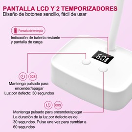 CGBE Lampara UV Para Uñas: Lámpara Para Uñas Con Sensor Automático Inteligente Y 2 Modos De Temporizador, Mini Lámpara De Uñas De 27 W Con 9 Perlas, Secador De Uñas Portátil Pequeño Para Salón Y Hogar