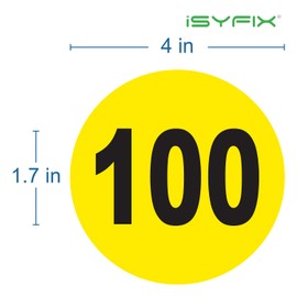 iSYFIX Yellow Consecutive Number Stickers – 1 to 100, 4-inch, 1 Set – Vinyl Self Adhesive Premium Decal, Ideal for Inventory, Storage, Organizing, Boxes, Toolbox, Lockers & More, Indoor/Outdoor