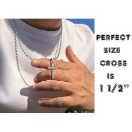 Fashion Jewelry CHRISTIAN CROSS PROTECT Pendant DIAMOND Cut 925 Sterling Silver 22" Necklace Men