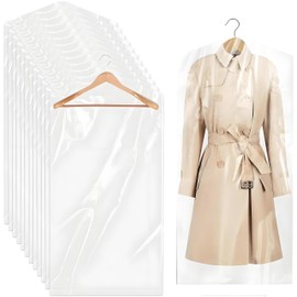 12 Pack Plastic Clothes Covers, 60 * 90cm Clear Clothes Bags Hanging,Dress Bag,Garment Bags,Dust-proof Garment Protector Covers for Clothes Shirt Suit Jacket Suit Sweater