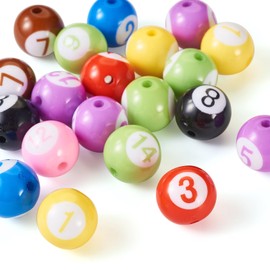 Crafans 20pcs 15mm Round Acrylic Numbers Beads Opaque Random Mixed Colors Spacer Beads Chunky Beads for DIY Bracelet Necklace Jewelry Making