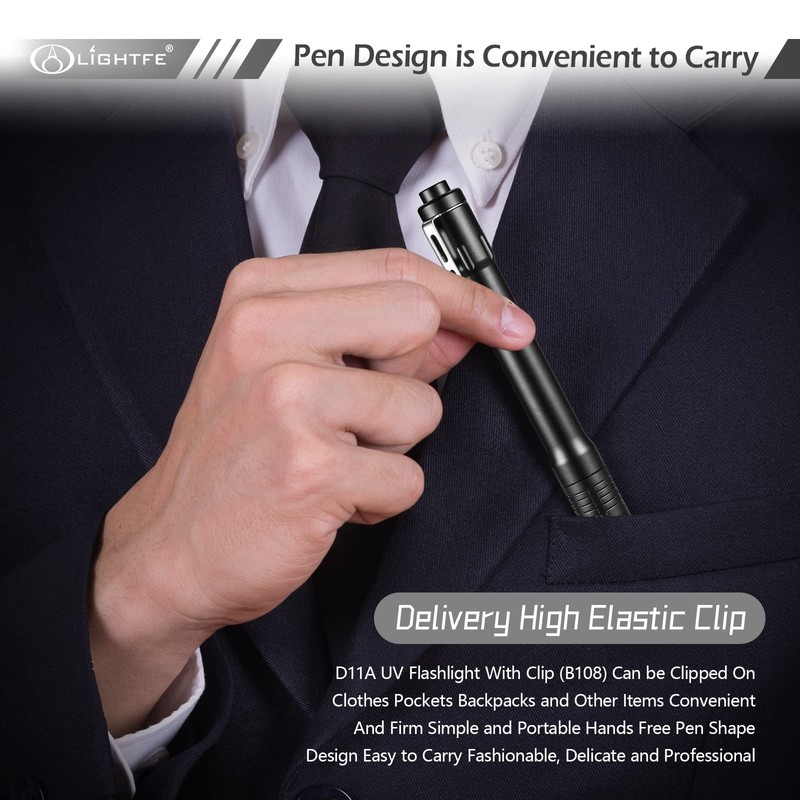 LIGHTFE Black Light D11A 395nm Ultraviolet Flashlight with high-Power Ultraviolet