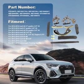 VeloBoost 06E109507C 12PCS Timing Chain Kit 3.0T Compatible with VW Touareg Hybrid S4 S5 A7 A8 B8 Q5 Q7 SQ5 CJTC CJTB CNAA CJWB Engine Aftermarket Parts Replace OE 06E109217AB 06E109217AD
