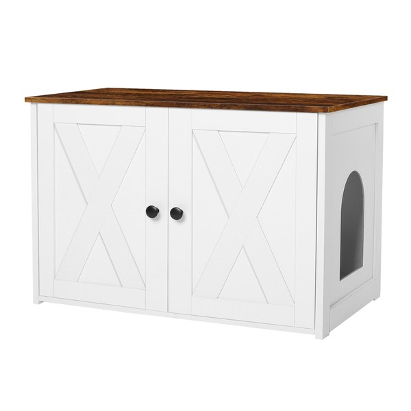 Dwanton Litter Box Enclosure, Cat Litter Box Furniture Hidden, Reversible