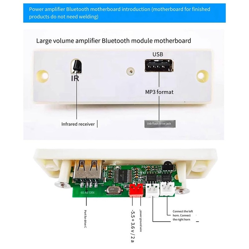 Fahgaer DIY Bluetooth Speaker Electronic Kit Two-Channel Multi-Functional Music Spectrum
