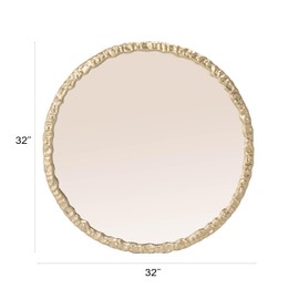 Bloomingville Round Textured Metal Framed Wall Mirror, Gold Finish
