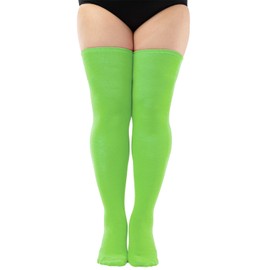 Plus Size Thigh High Socks for Women Thick Long Leg Warmer Over the Knee Stockings Cotton Blend Boot Socks (Green, One Size)