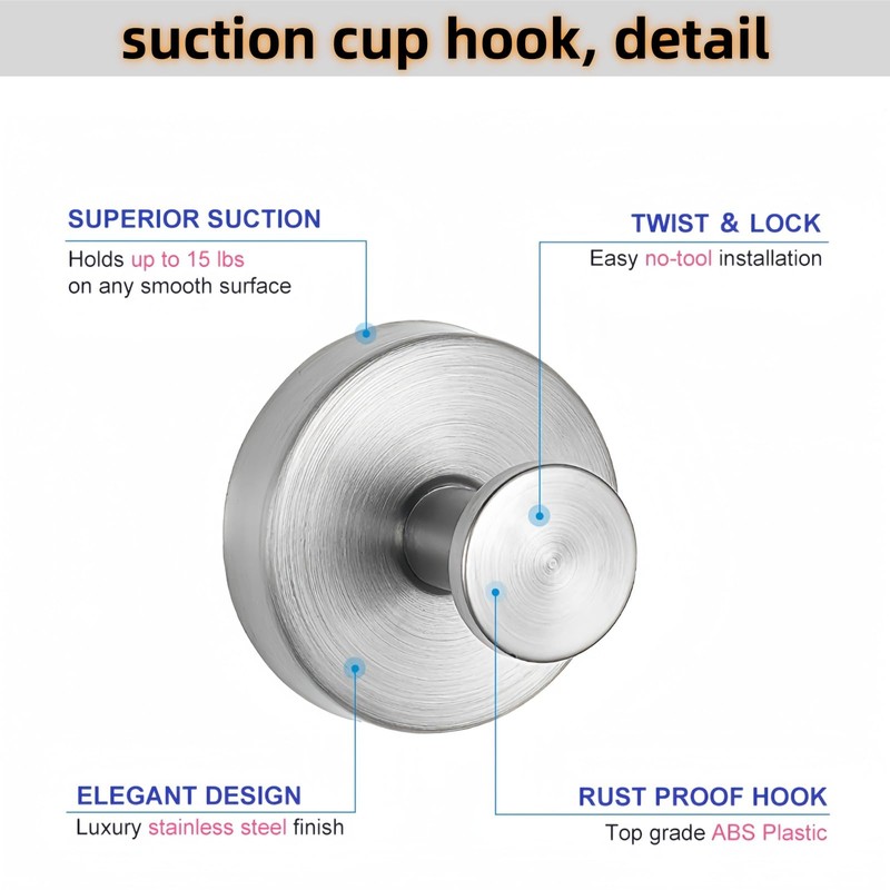 DSXHXXKG Suction Cup Hooks for Shower，2025 Upgraded Drill Free， Suction