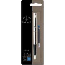 Parker Jotter Stainless Steel Chrome Trim Fountain Pen Medium Nib (Blister Pack)