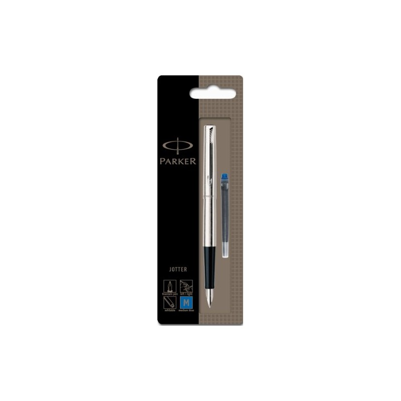 Parker Jotter Stainless Steel Chrome Trim Fountain Pen Medium Nib