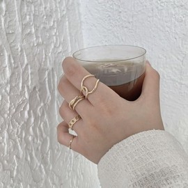 Stocking Stuffers Holiday Outfits for Women 2024 5 Pcs Gold Rings for Women Boho Stackable Rings Chunky Finger Ring Vintage Silver Rings Minimalist Rings Set Jewelry Gifts for Teen Girls Birthday