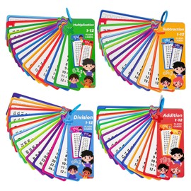 4 Sets of Flashcards, 1 x 1 Calculation Learning, Disposable Table Game, Learning Aid, School Gift Games from 5 Years for Calculating Learning (Addition, Subtraction, Multiplication and Division)