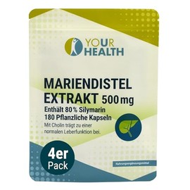 Milk Thistle Extract 500 mg; Contains 80% Silymarin in Vegetable Capsules; with Choline - 720 Capsules (Pack of 4)