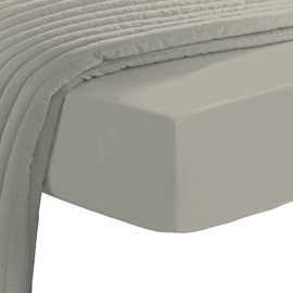 Pizuna Luxury Cotton Single Bed Fitted Sheet Silver, 800 Thread Count 100% Long Staple Cotton Fitted Sheet Single Bed 90 X 200cm, Sateen Weave Crisp Fitted Sheets Deep Fit 40 cm 1 PC Silver