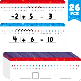 26 Packs Number Line Dry Erase Boards, Double Sided Writable and Erasable Board-0 to 20 on One Side & -10 to10 on Other Side Math White Board for Kids, Students, Classroom and Home (12” x 4”)