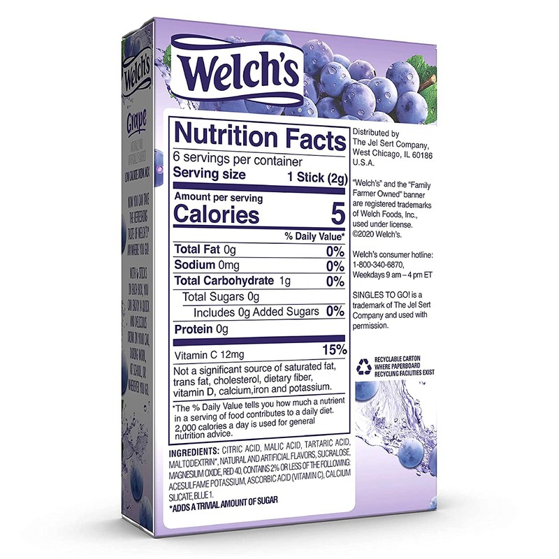 Welch's Singles To Go Water Drink Mix - Grape Powder