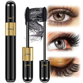 Mascara Volume and Length, 2 in 1 Waterproof Mascara Black Falsies Voluminous Lengthening, Smudge Proof,Long Stay