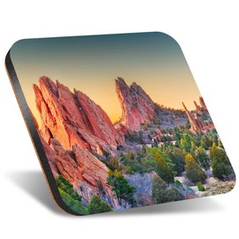 1 x Square Jumbo Size Coaster 12cm Garden of the Gods Colorado Springs USA Cork Backed MDF Glossy Tea Coffee Accessory #50997