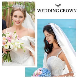 Arclhladin Queen Rhinestone Crown, Gold Wedding Crowns, Women Royal Princess Crystal Tiara Crown for Pageant, Birthday, Wedding,Prom Gifts (Silver White Crown)