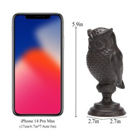 BRASSTAR Cast Iron Owl Statue with Base Smooth Details Garden Yard Office Home Decor Paperweight Art Ornament TQGJPT567