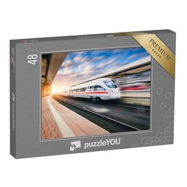 puzzleYOU: 48 Piece Ice Passage Through the Station Puzzle Collection - Train Locomotive Puzzle Collection