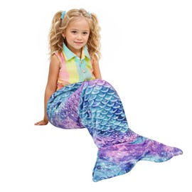 Catalonia Classy Mermaid Tail Blanket, Mermaid Gifts for 4-6 Year Old Girls, Soft Warm Plush Fleece Mermaid Snuggle Blanket for Girls, 114 x 41 cm, Starry Sky