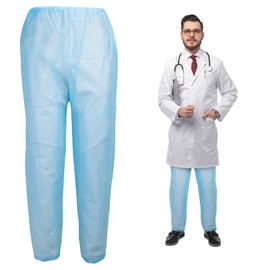 Amazing Disposable Blue Pants. Pack of 10 Polypropylene 35 GSM Adult Scrub Pants Large. Pairs Non-Sterile Trousers with Waist Ties. Unisex PPE Clothing, Durable Medical Scrubs., Large-X-Large