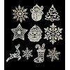 Norinoya 20PCS Glittering Snowflake Hanging for Tree Decorations Christmas Santa