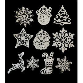 Norinoya 20PCS Glittering Snowflake Hanging for Tree Decorations Christmas Santa Claus Decorations (Silver)