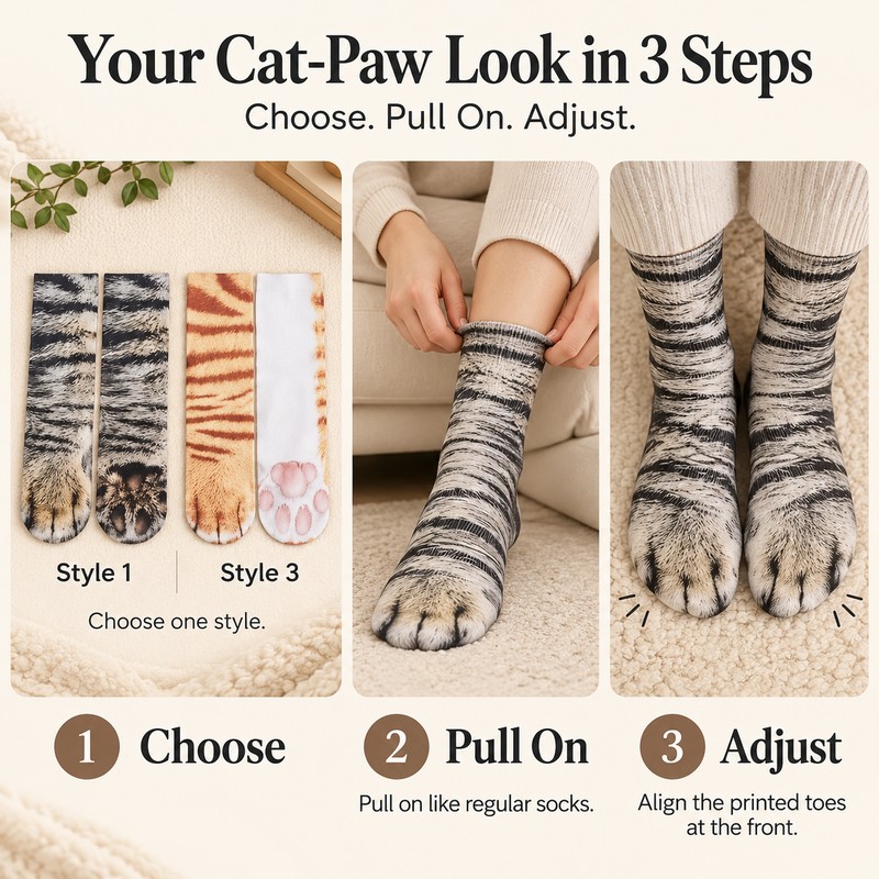 Animal Paw Socks for Playful Everyday Wear – Realistic Cat