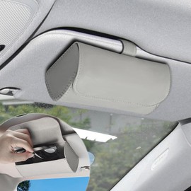Sunglasses Holder for Car Sun Visor, Car Eyeglass Holder, Leather Auto Eyeglasses Storage Case with Hidden Magnetic Closure, Vehicle Visor Accessories Protective Glasses Organizer Box for Woman Man