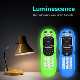 4 Pack Silicone Case for DirecTV RC73 Remote Control,Anti Slip Protective Controller Cover Replacement with Lanyard Compatible with DirecTV RC70,RC70H,RC71,RC71H,RC72,RC73B-Glow Blue,Glow Green