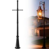 76" Black Cast Aluminum Lamp Post | with Crossbars &