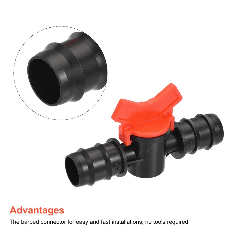 sourcing map Ball Valve 23mm Barb Connector Shut Off Switch