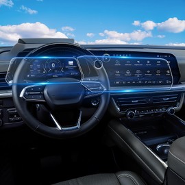 WEIPIN For 2025~2026 Chevy Tahoe (LT/RST/Z71/Premier/High Country) Screen Protector 17.7+11 Inch Glossy Tempered Glass Touchscreen *1 + Dashboard *1 Accessories - No More Scratch&Fingerprint